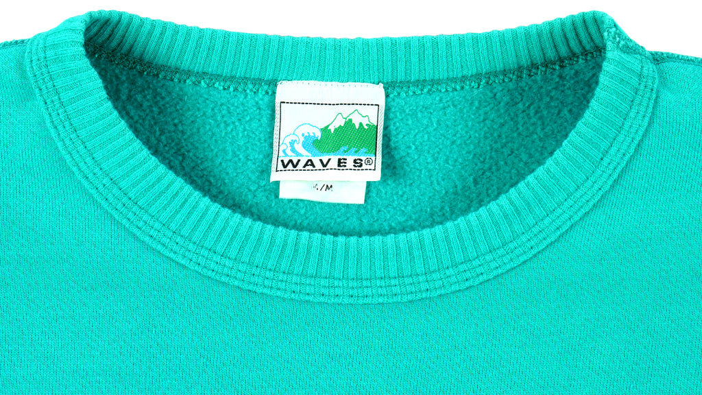 Vintage (Waves) - Whistler, Canada Crew Neck Sweatshirt 1990s Medium Vintage Retro