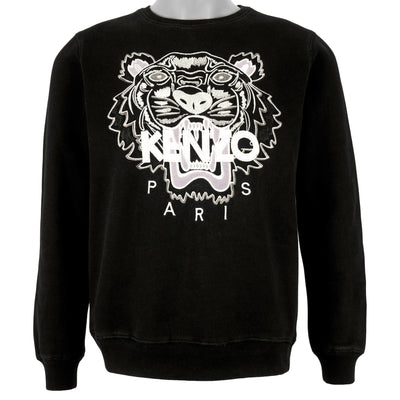 Kenzo - Black Kenzo Paris Embroidered Crew Neck Sweatshirt 1990s X-Large