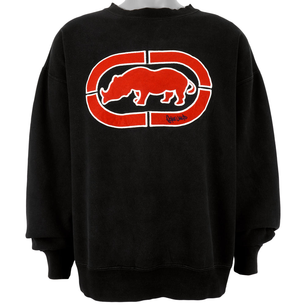 Vintage - Black ECKO UNLTD Crew Neck Sweatshirt 1990s X-Large Vintage Retro 