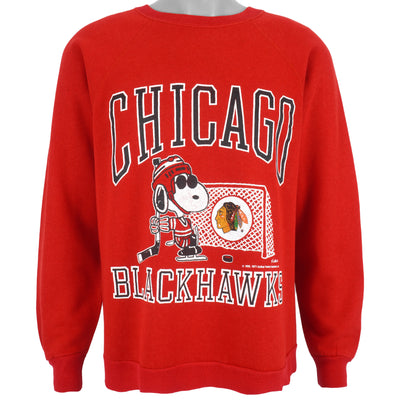 NHL (Artex) - Chicago Blackhawks & Snoopy Crew Neck Sweatshirt Large