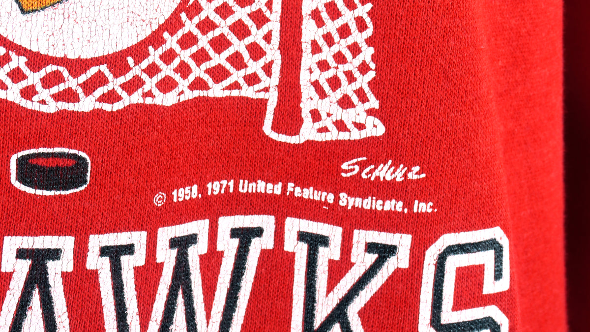 NHL(Artex) - Chicago Blackhawks & Snoopy Crew Neck Sweatshirt 1971 Large Vintage Retro Hockey