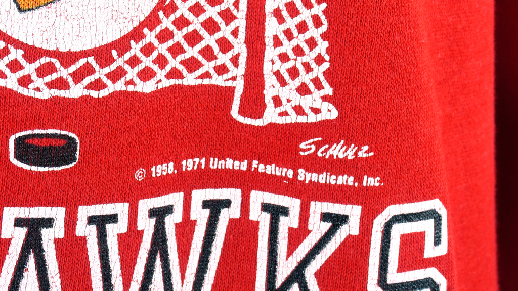 NHL(Artex) - Chicago Blackhawks & Snoopy Crew Neck Sweatshirt 1971 Large Vintage Retro Hockey