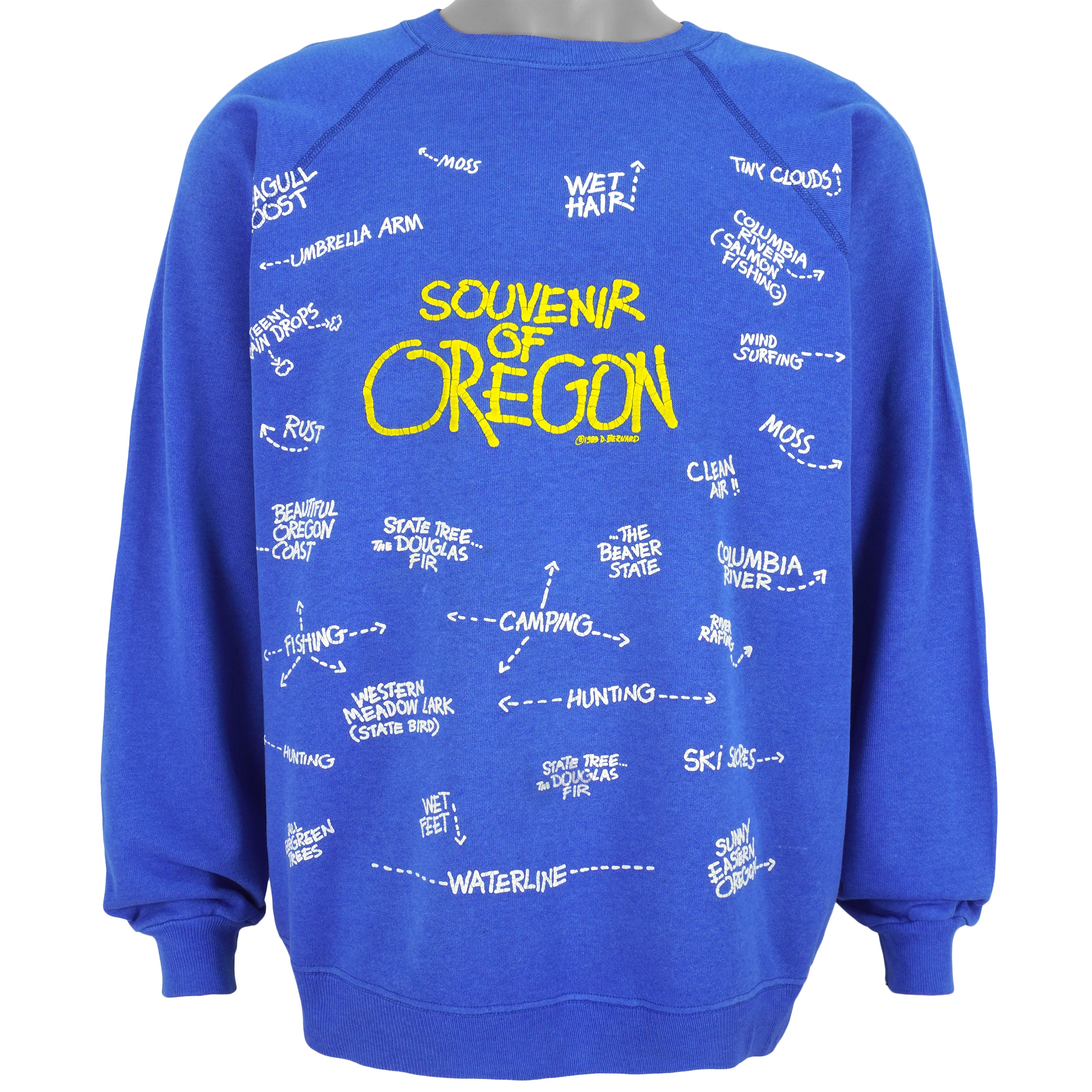 Vintage (Hanes) - Souvenir of Oregon Spell-Out Crew Neck Sweatshirt 1990s X-Large Vintage Retro 