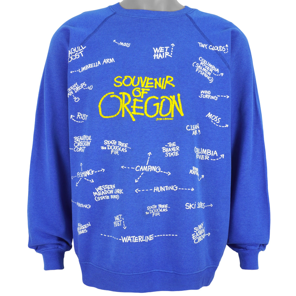 Vintage (Hanes) - Souvenir of Oregon Spell-Out Crew Neck Sweatshirt 1990s X-Large Vintage Retro 
