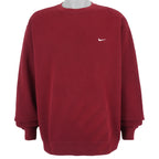 Nike - Red Classic Small Logo Crew Neck Sweatshirt 1990s X-Large Vintage Retro