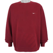 Nike - Red Classic Small Logo Crew Neck Sweatshirt 1990s X-Large Vintage Retro