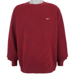 Nike - Red Classic Small Logo Crew Neck Sweatshirt 1990s X-Large Vintage Retro