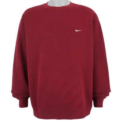Nike - Red Classic Embroidered Crew Neck Sweatshirt 1990s X-Large