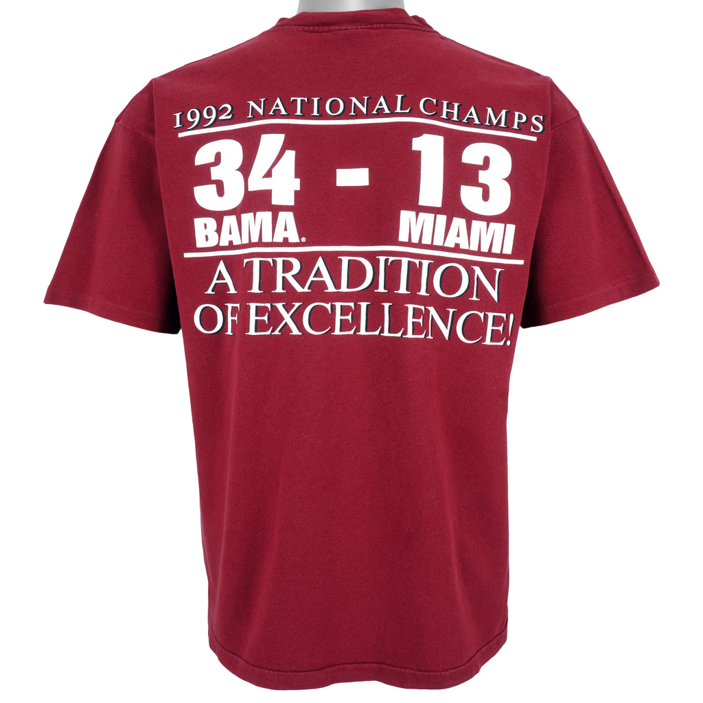 NCAA - Alabama Crimson Tide, National Champs T-Shirt 1992 Large Vintage Retro