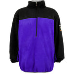 Nautica - Blue & Black Competition 1/4 Zip Fleece Sweatshirt 1990s Large Vintage Retro
