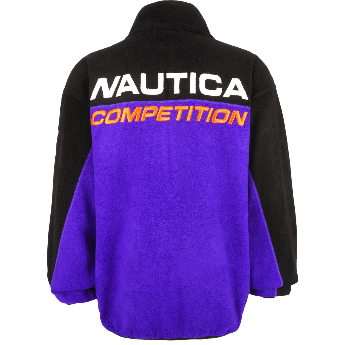 Nautica - Blue & Black Competition 1/4 Zip Fleece Sweatshirt 1990s Large Vintage Retro