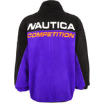 Nautica - Blue & Black Competition 1/4 Zip Fleece Sweatshirt 1990s Large