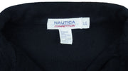 Nautica - Blue & Black Competition 1/4 Zip Fleece Sweatshirt 1990s Large Vintage Retro