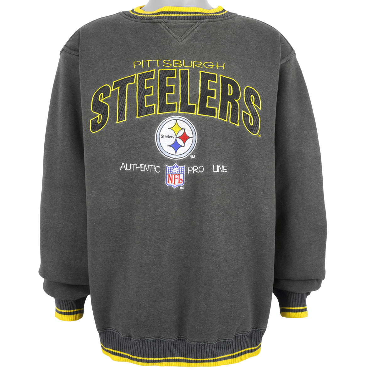 NFL (Logo Athletic) - Pittsburgh Steelers Embroidered Crew Neck Sweatshirt 1990s Large Vintage Retro Football