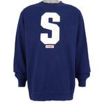 Stussy - Blue Spell-Out Crew Neck Sweatshirt Large Vintage Retro