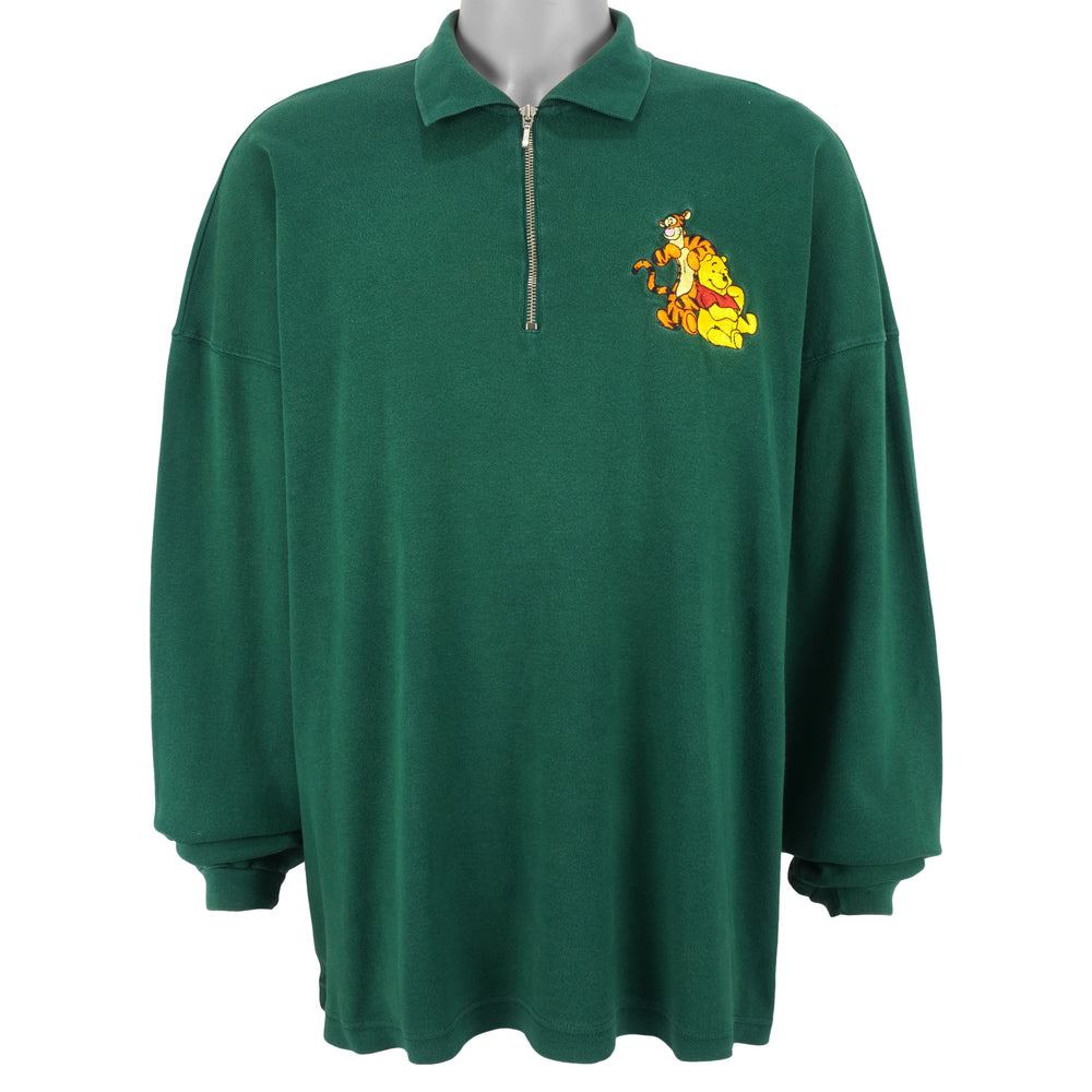 Disney - Winnie the Pooh Embroidered 1/4 Zip Sweatshirt 1990s XX-Large Vintage Retro