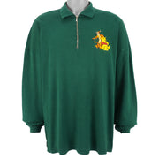 Disney - Winnie the Pooh Embroidered 1/4 Zip Sweatshirt 1990s XX-Large Vintage Retro