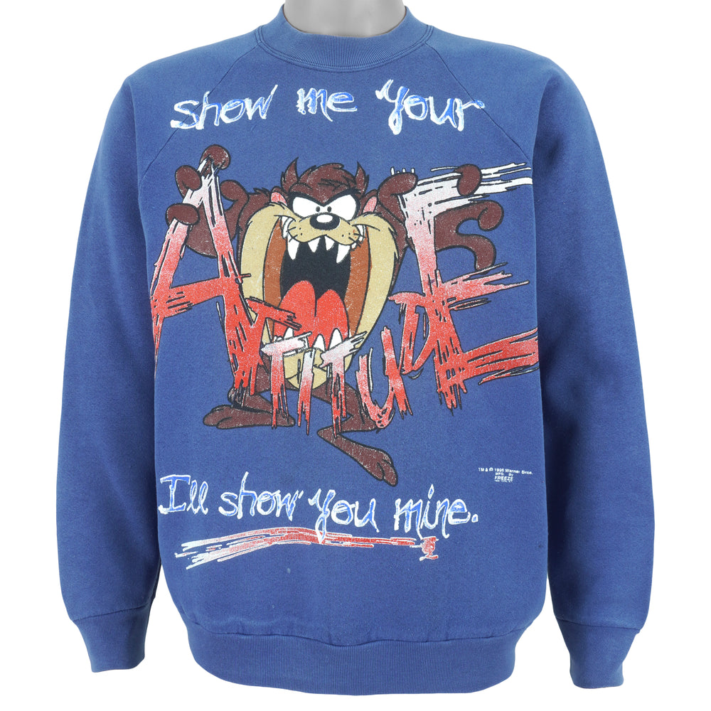 Looney Tunes (Jerzees) - Tasmanian Devils Spell-Out Sweatshirt 1995 Large Vintage Retro