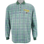 Guess - Green Plaid 1/4 Button Sweatshirt 1990s Large Vintage Retro