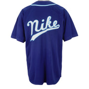 Nike - Blue Spell-Out Button-Up Jersey 1990s Medium Vintage Retro