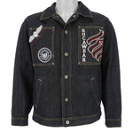 Rocawear - Black Spell-Out Button-Up Jacket 1999 Medium Vintage Retro