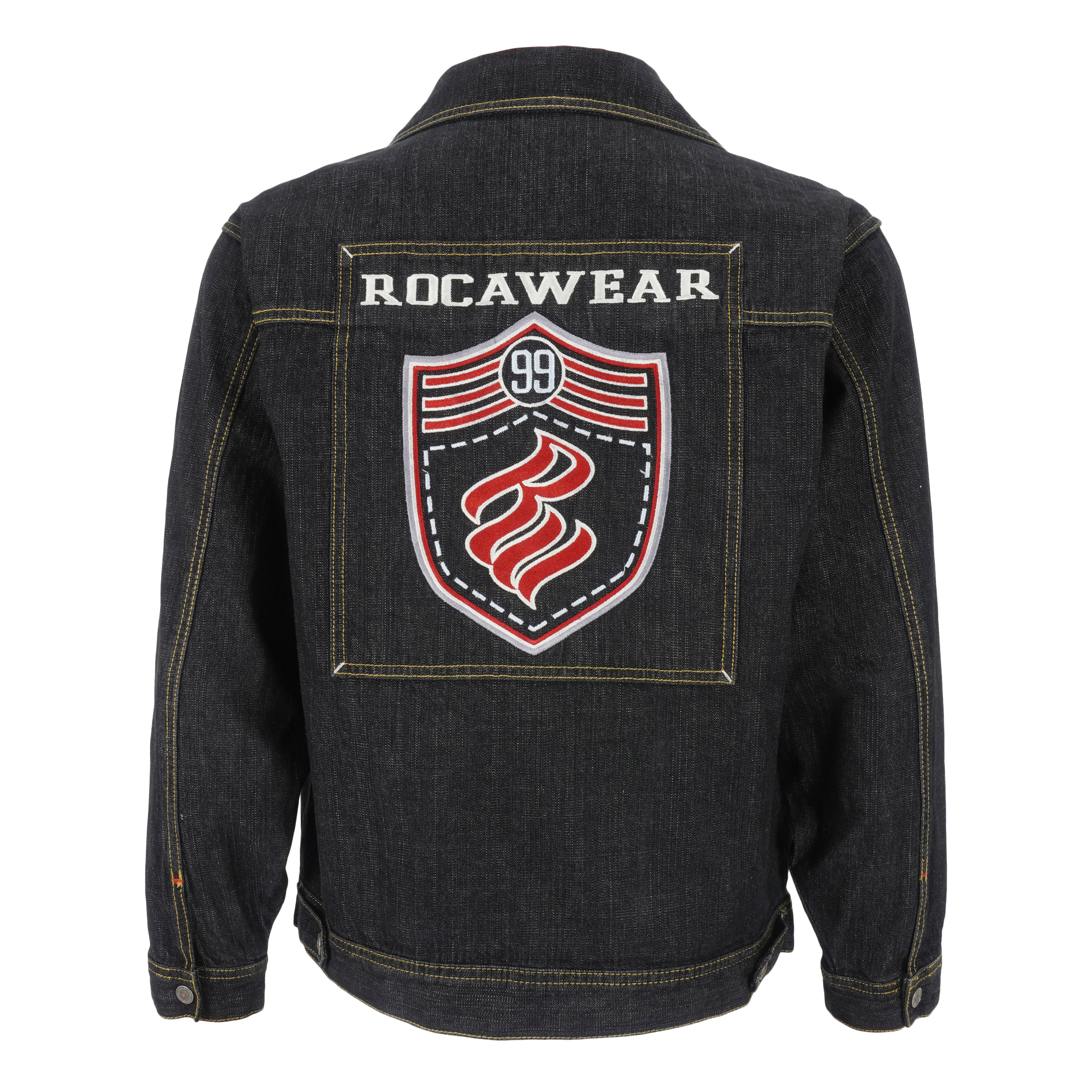 Rocawear - Black Spell-Out Button-Up Jacket 1999 Medium Vintage Retro