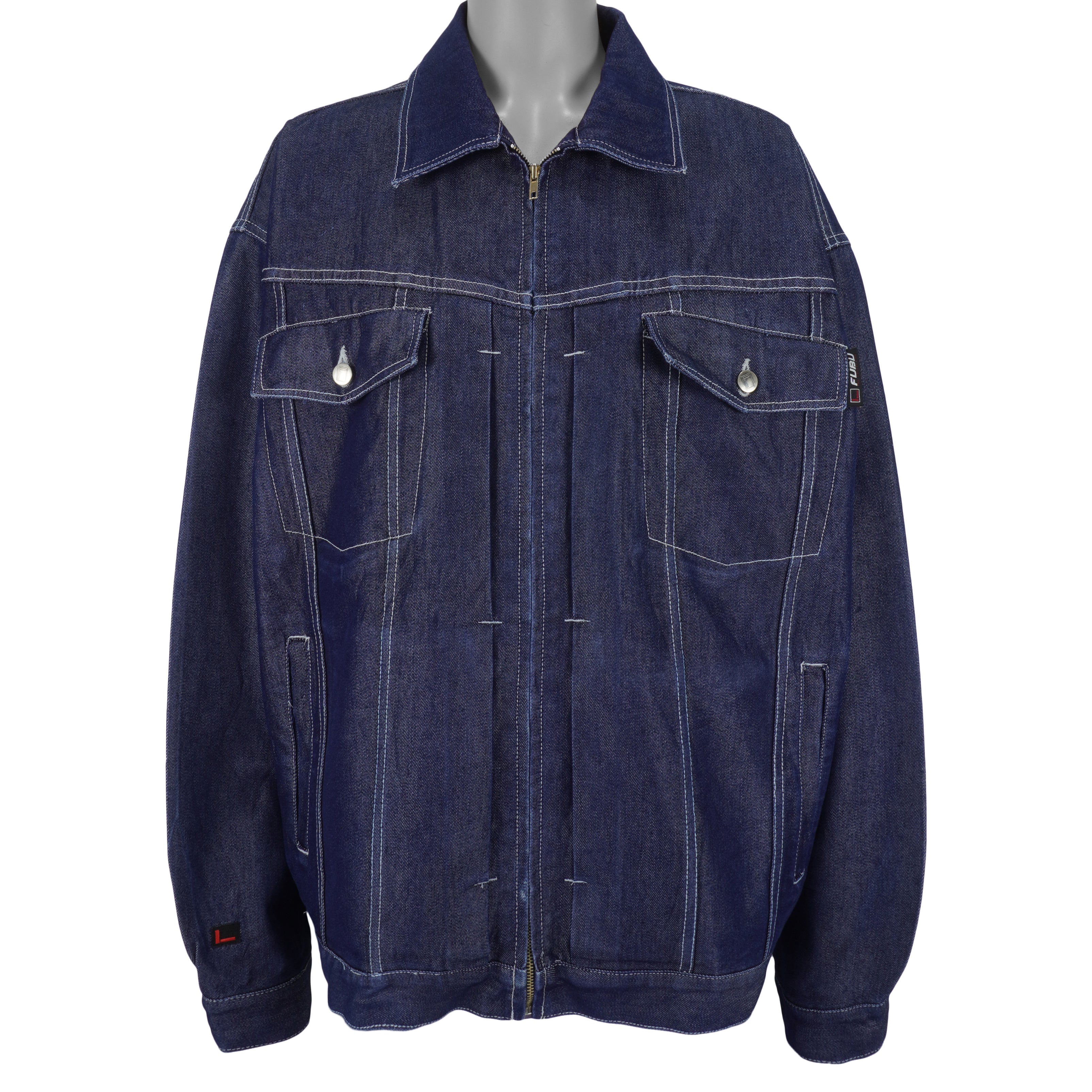 FUBU - Blue Jean Zip-Up Jacket 1990s XX-Large Vintage Retro