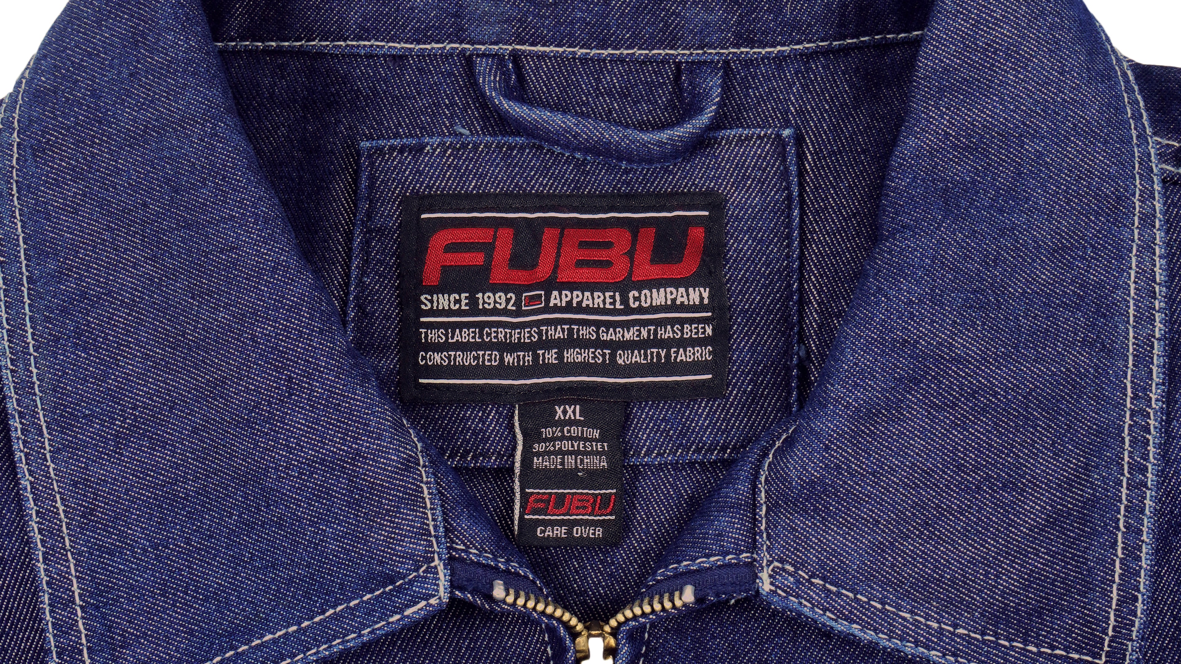 FUBU - Blue Jean Zip-Up Jacket 1990s XX-Large Vintage Retro
