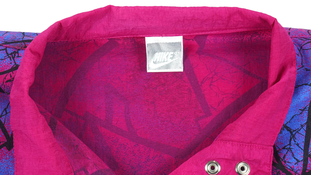 Nike - Pink Patterned 1/2 Button-Up Pullover Jacket 1990s Large Vintage Retro