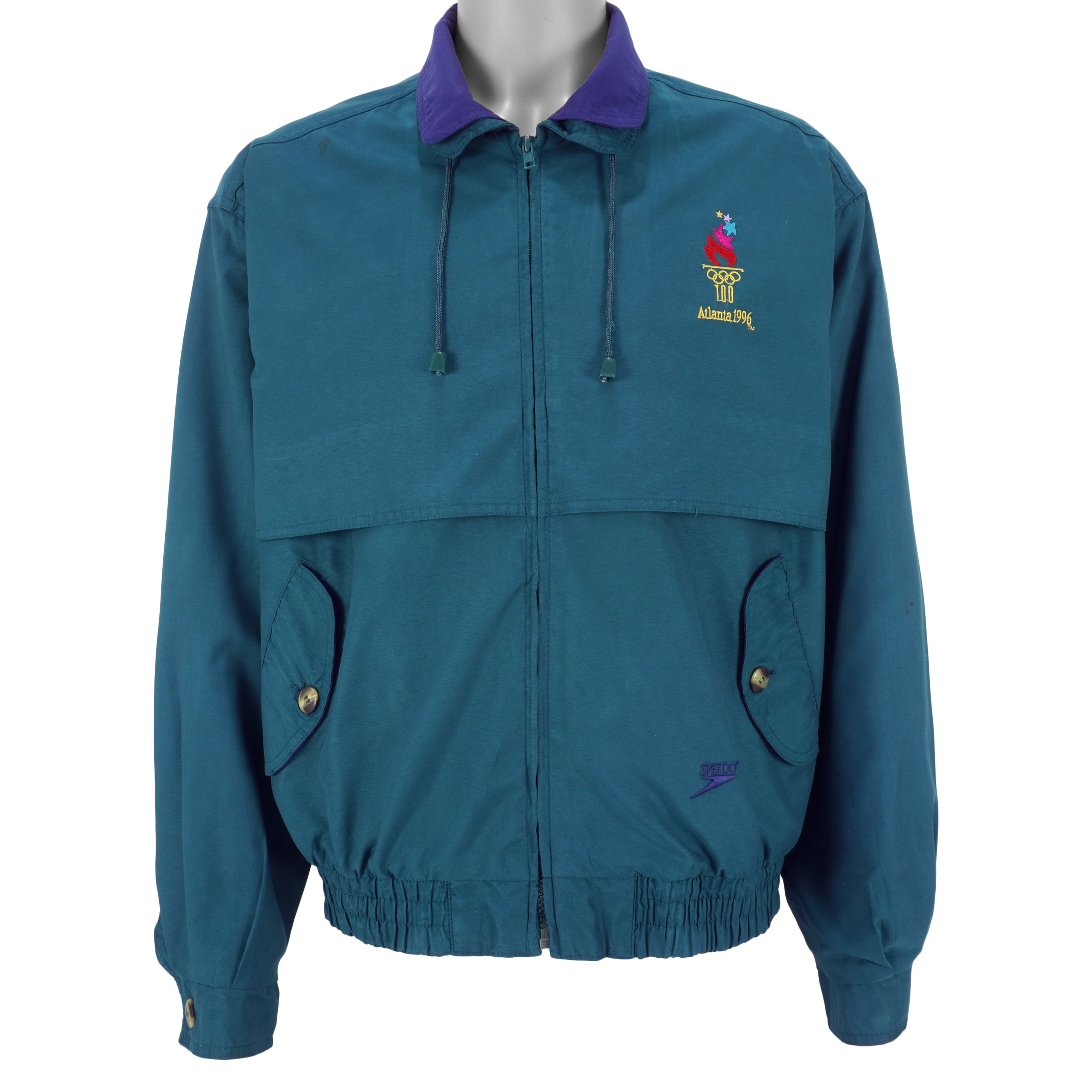 Speedo - Green Atlanta Olympic Windbreaker 1996 Large Vintage Retro
