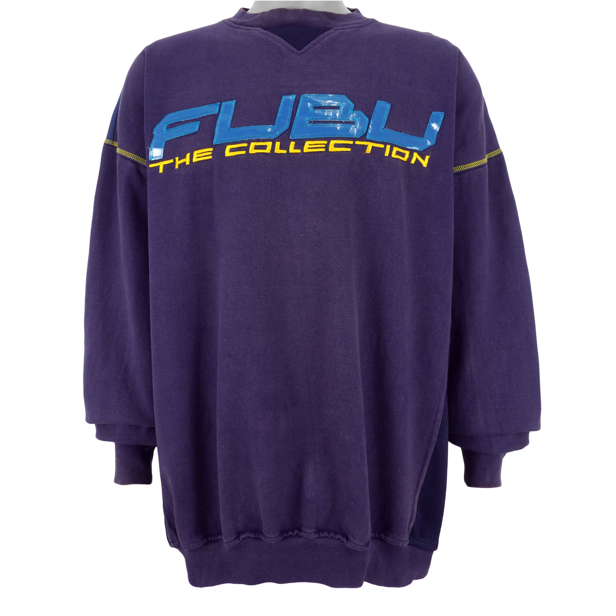 FUBU - Blue Big Spell-Out Crew Neck Sweatshirt 1990s XX-Large Vintage Retro
