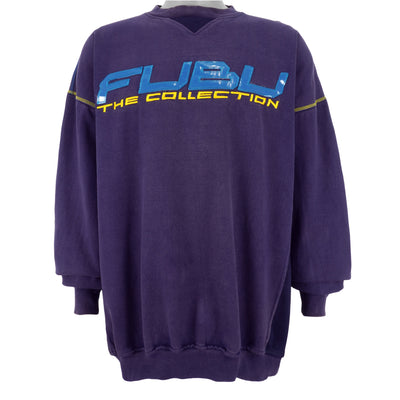 FUBU - Blue Big Spell-Out Crew Neck Sweatshirt 1990s XX-Large