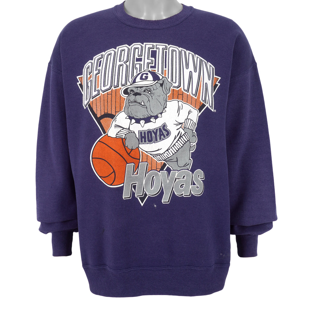NCAA (Jerzees) - Georgetown Hoyas Spell-Out Crew Neck Sweatshirt 1990s X-Large Vintage Retro Football College