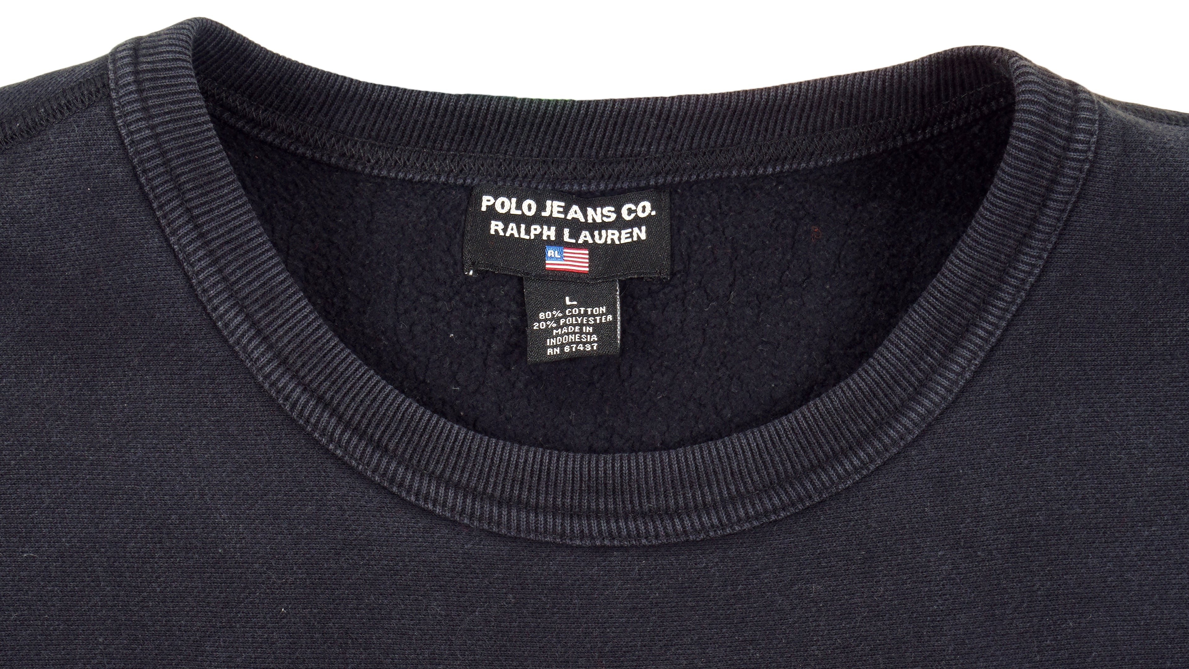 Ralph Lauren - Black Spell-Out Crew Neck Sweatshirt 1990s Large Vintage Retro