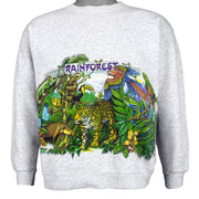 Vintage (Hanes) - Grey Rain Forest Crew Neck Sweatshirt 1990s Medium Vintage Retro