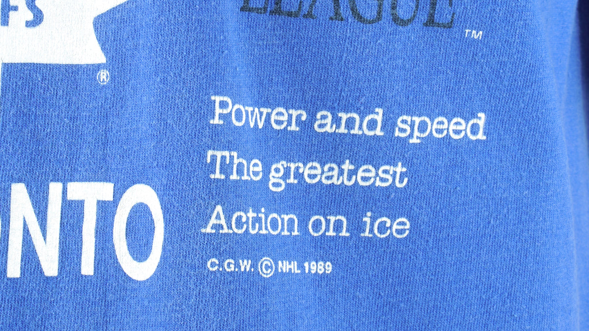 NHL (Waves) - Toronto Maple Leafs Spell-Out T-Shirt 1989 Medium Vintage Retro Hockey