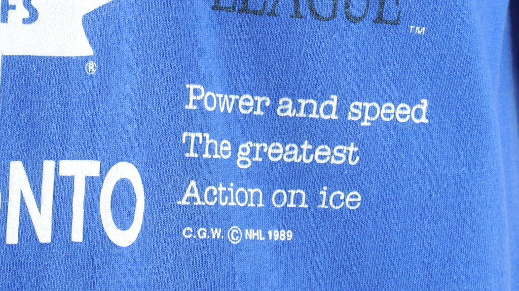 NHL (Waves) - Toronto Maple Leafs Spell-Out T-Shirt 1989 Medium Vintage Retro Hockey