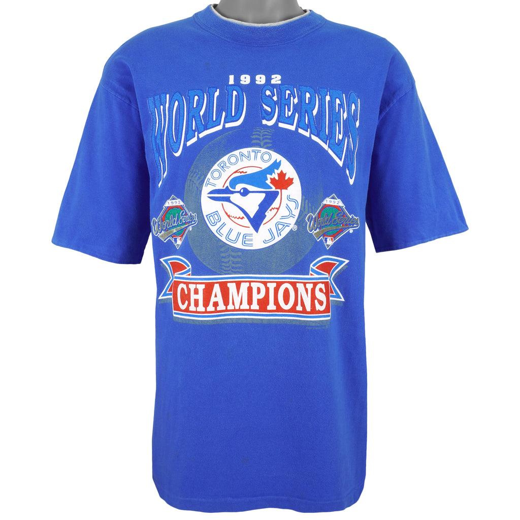 MLB (Waves) - Toronto Blue Jays Big Spell-Out T-Shirt 1992 Large Vintage Retro Baseball