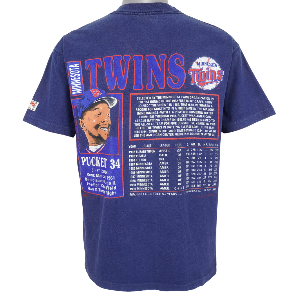 MLB (Nutmeg) - Minnesota Twins, Kirby Puckett T-Shirt 1990s Medium Vintage Retro Baseball