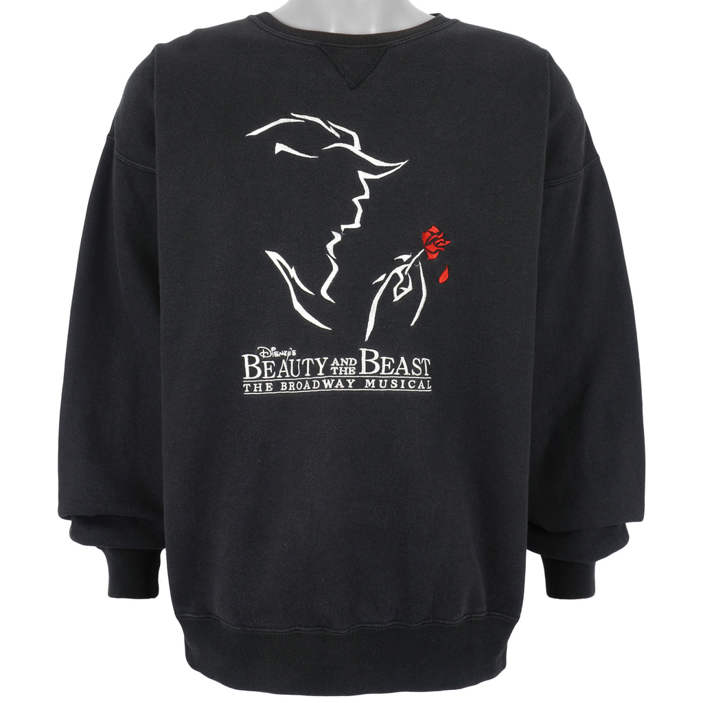 Disney - Beauty And The Beast Musical Embroidered Crew Neck Sweatshirt 1990s X-Large Vintage Retro