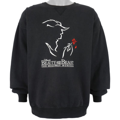 Disney - Beauty And The Beast Musical Embroidered Crew Neck Sweatshirt 1990s X-Large