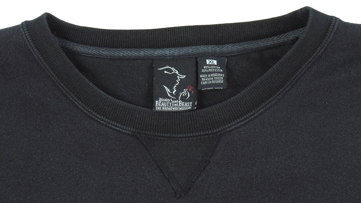 Disney - Beauty And The Beast Musical Embroidered Crew Neck Sweatshirt 1990s X-Large Vintage Retro