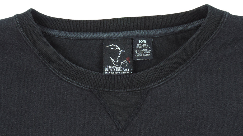 Disney - Beauty And The Beast Musical Embroidered Crew Neck Sweatshirt 1990s X-Large Vintage Retro
