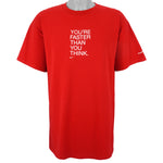Nike - Red You're Faster Than You Think T-Shirt 2000s X-Large