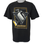NHL (Logo 7) - Pittsburgh Penguins Spell-Out T-Shirt 1992 Large