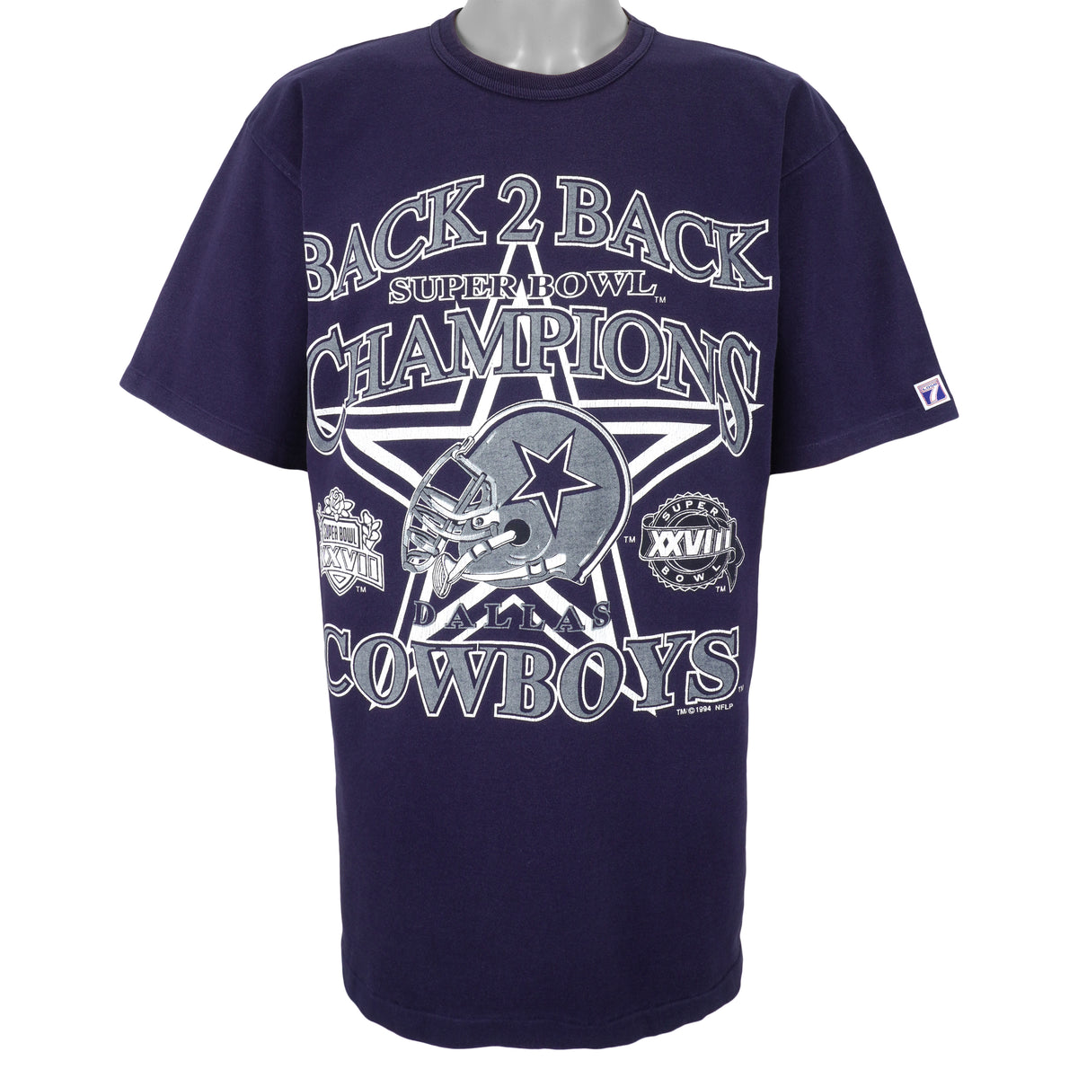 NFL (Logo 7) - Dallas Cowboys Back 2 Back Spell-Out T-Shirt 1994 Large Vintage Retro Football