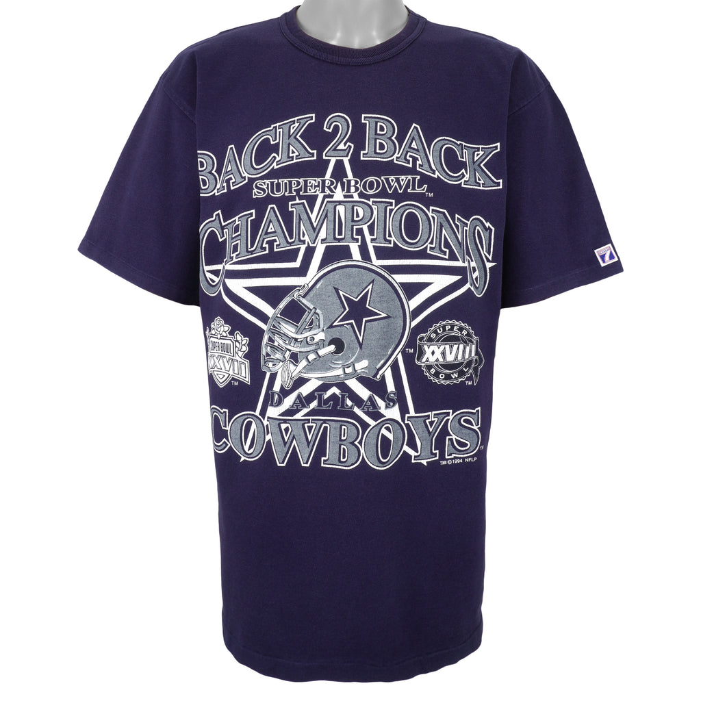 NFL (Logo 7) - Dallas Cowboys Back 2 Back Spell-Out T-Shirt 1994 Large Vintage Retro Football