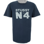 Stussy - Blue N4 Spell-Out Single Stitch T-Shirt 2000 Large