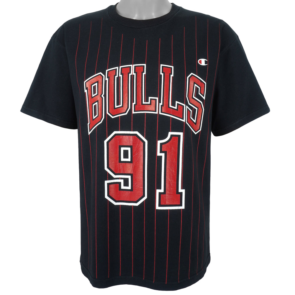 Champion - Chicago Bulls #91 Spell-Out T-Shirt 1990s Large Vintage Retro Basketball