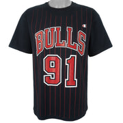 Champion - Chicago Bulls #91 Spell-Out T-Shirt 1990s Large Vintage Retro Basketball